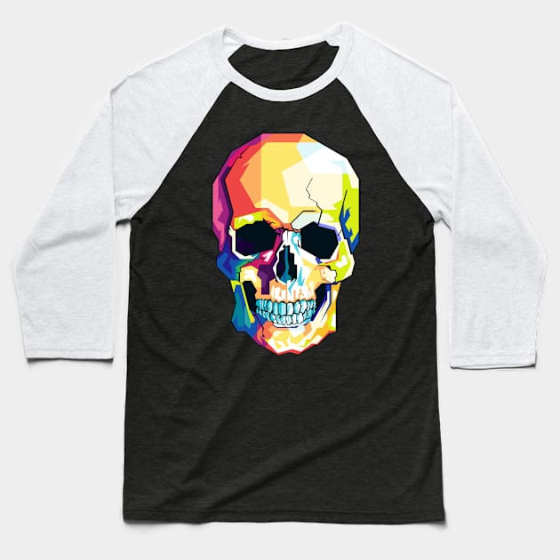 skull pop art Baseball T-Shirt by Sakent